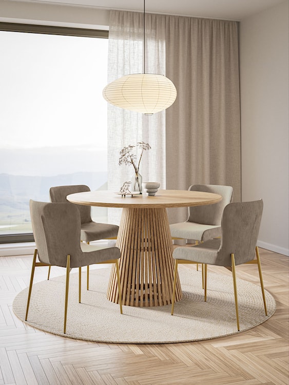 Krzesło tapicerowane Neul perłowa szarość sztruks na złotych nogach  - zdjęcie 2