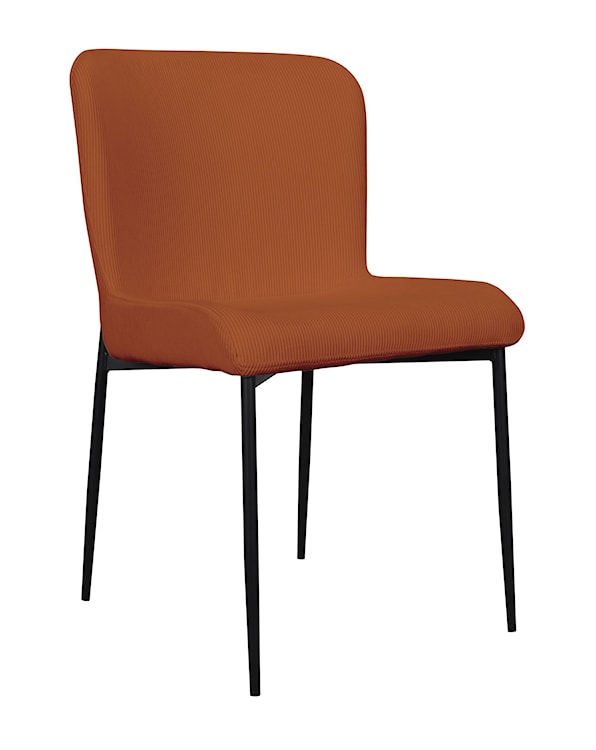 Krzesło tapicerowane Neul rudy sztruks na czarnych nogach