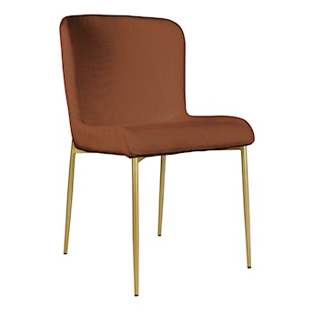 Krzesło tapicerowane Neul miedziany sztruks na złotych nogach
