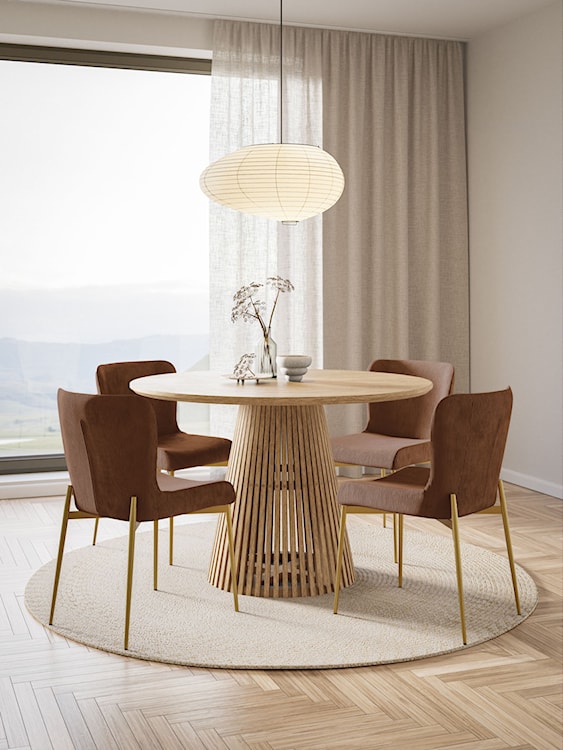 Krzesło tapicerowane Neul miedziany sztruks na złotych nogach  - zdjęcie 2