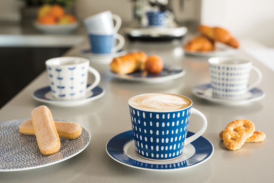 Zestaw filiżanek dla 6 os. porcelanowy Scandy Blue 300 ml biało-niebieskie  - zdjęcie 2