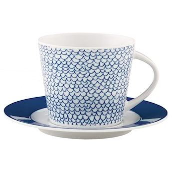 Zestaw filiżanek dla 6 os. porcelanowy Scandy Blue 300 ml biało-niebieskie