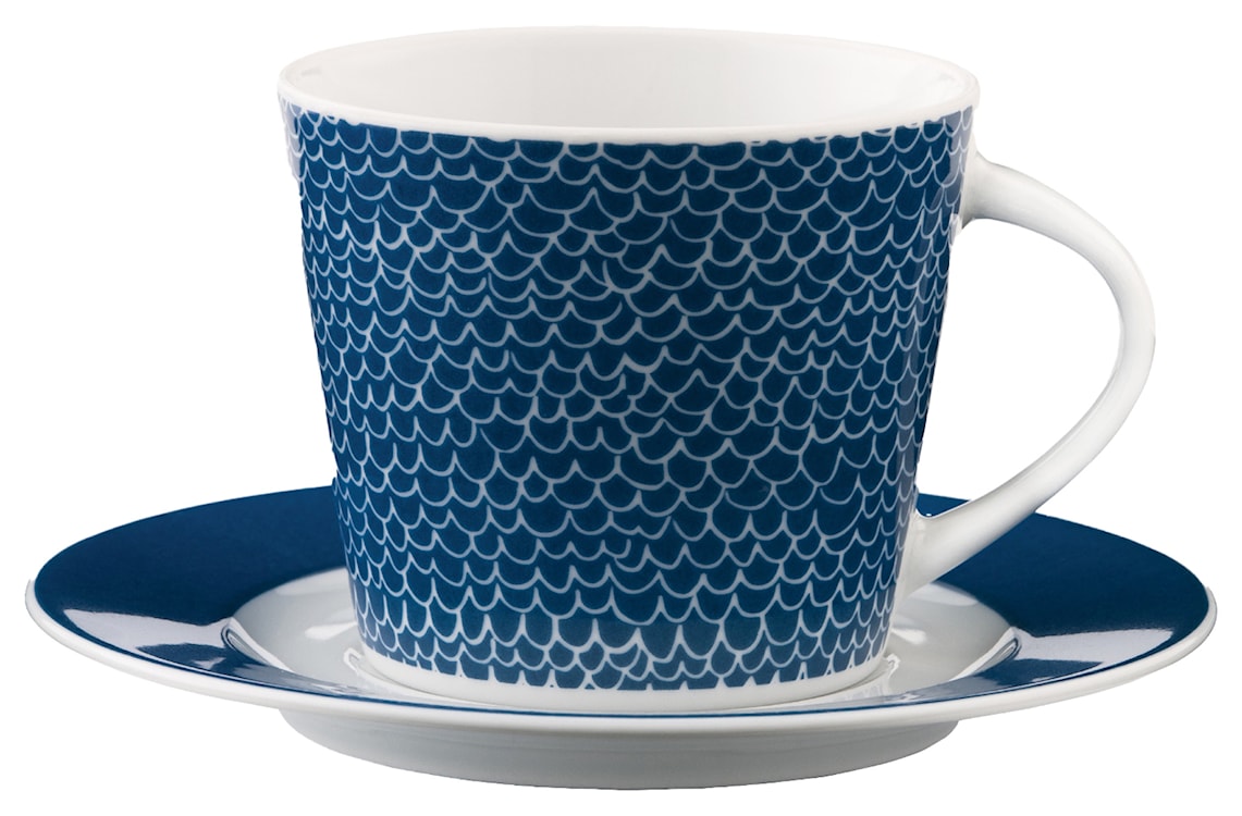 Zestaw filiżanek dla 6 os. porcelanowy Scandy Blue 300 ml biało-niebieskie  - zdjęcie 8
