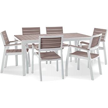 Zestaw ogrodowy Harmony sześcioosobowy stół i krzesła brązowo-biały