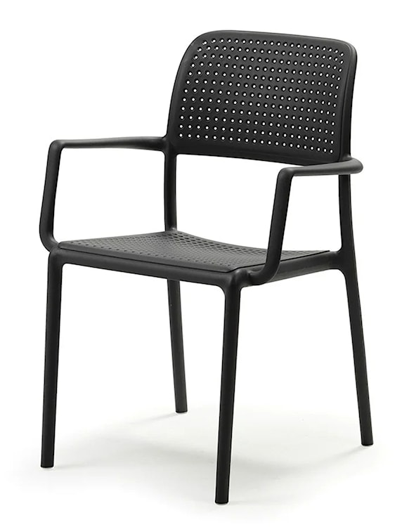 Zestaw ogrodowy stół kwadratowy Clip 80 cm i 4 krzesła z podłokietnikami Bora Nardi z certyfikowanego tworzywa antracytowy  - zdjęcie 7