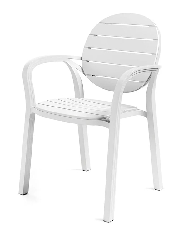 Zestaw balkonowy okrągły stół Spritz 60 cm i 2 krzesła z podłokietnikami Palma Nardi z certyfikowanego tworzywa biały  - zdjęcie 3