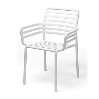 Krzesło ogrodowe z podłokietnikami Doga Nardi z certyfikowanego tworzywa białe
