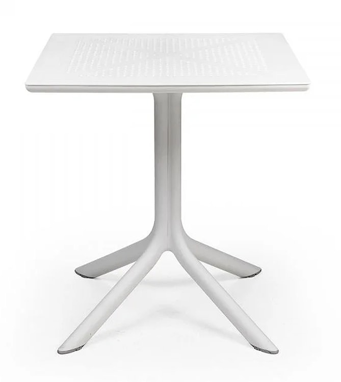 Zestaw ogrodowy stół kwadratowy Clip 70 cm i 4 krzesła z podłokietnikami Trill Nardi z certyfikowanego tworzywa biały  - zdjęcie 4