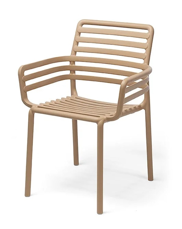 Krzesło ogrodowe z podłokietnikami Doga Nardi z certyfikowanego tworzywa beżowe