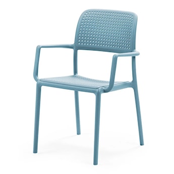 Krzesło ogrodowe z podłokietnikami Bora Nardi z certyfikowanego tworzywa jasnoniebieskie