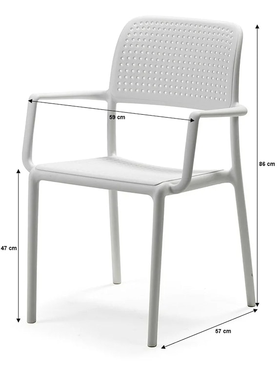Krzesło ogrodowe z podłokietnikami Bora Nardi z certyfikowanego tworzywa białe  - zdjęcie 3