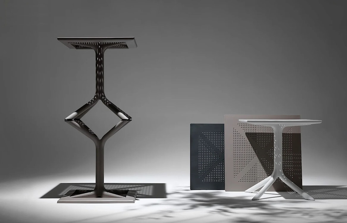 Zestaw ogrodowy stół kwadratowy Clip 80 cm i 4 krzesła Net Nardi z certyfikowanego tworzywa antracytowy  - zdjęcie 3
