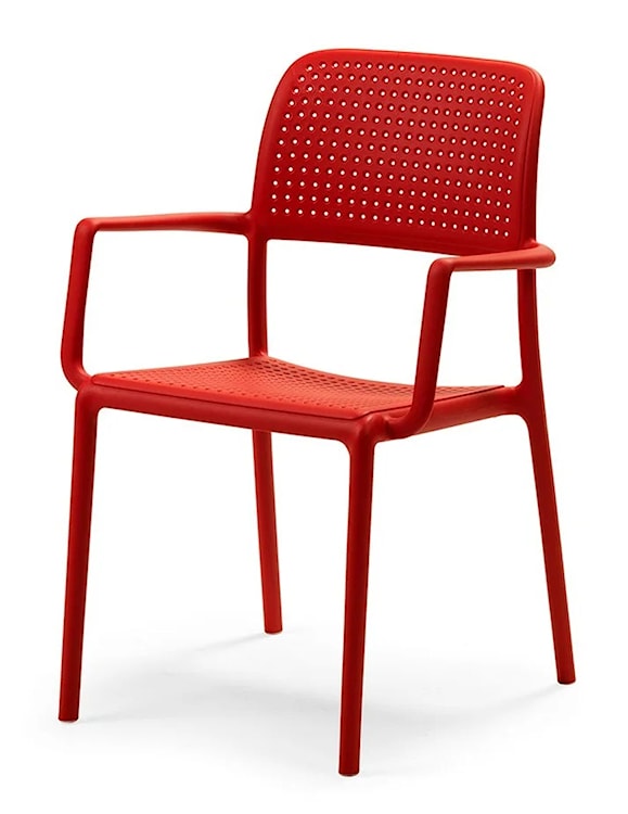 Zestaw balkonowy okrągły stół Step 60 cm i 2 krzesła z podłokietnikami Bora Nardi z certyfikowanego tworzywa czerwony  - zdjęcie 2