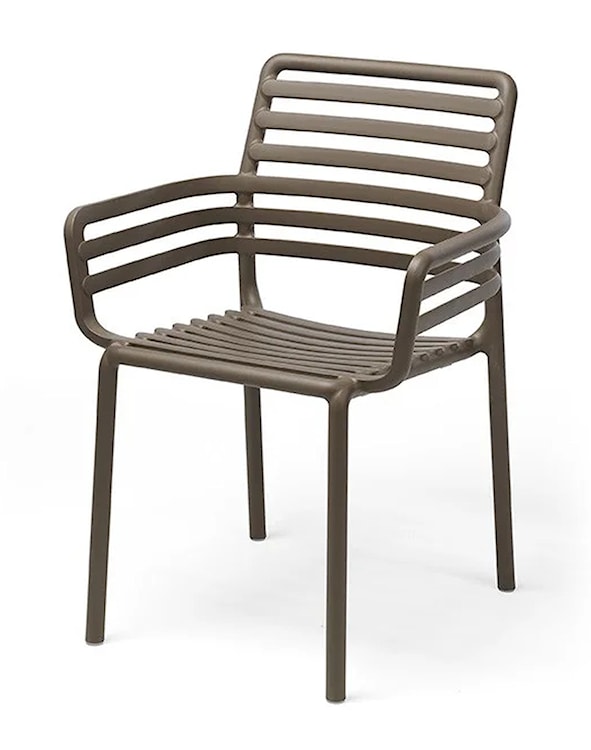 Krzesło ogrodowe z podłokietnikami Doga Nardi z certyfikowanego tworzywa ciemnobrązowe