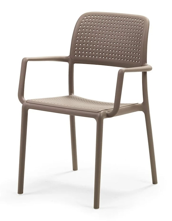 Zestaw ogrodowy stół kwadratowy Clip 70 cm i 4 krzesła z podłokietnikami Bora Nardi z certyfikowanego tworzywa brązowy  - zdjęcie 3