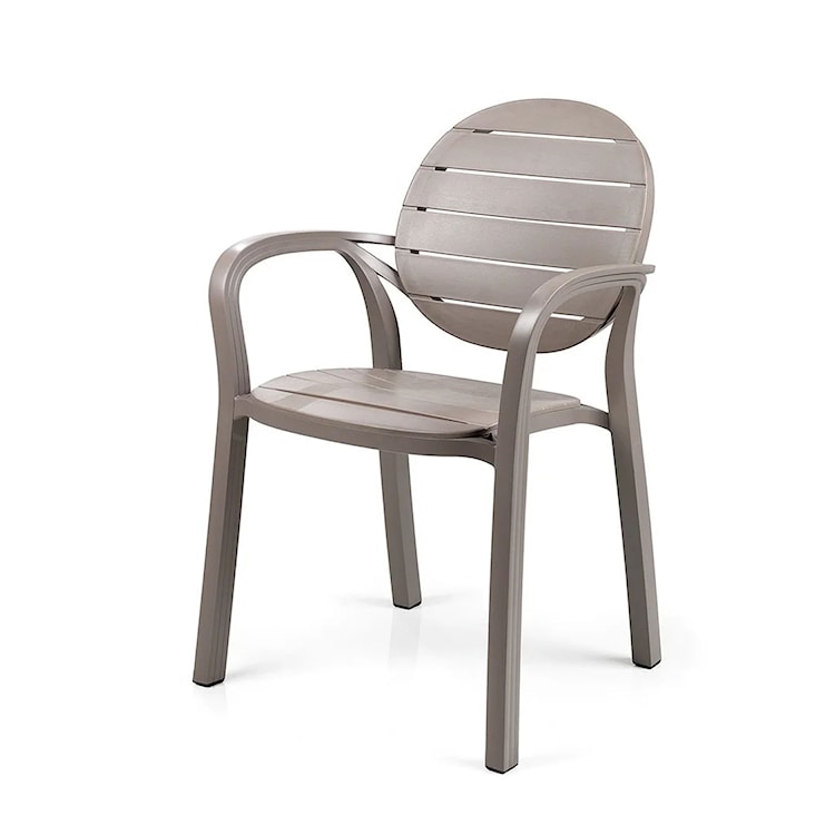 Zestaw balkonowy okrągły stół Spritz 60 cm i 2 krzesła z podłokietnikami Palma Nardi z certyfikowanego tworzywa brązowy  - zdjęcie 4