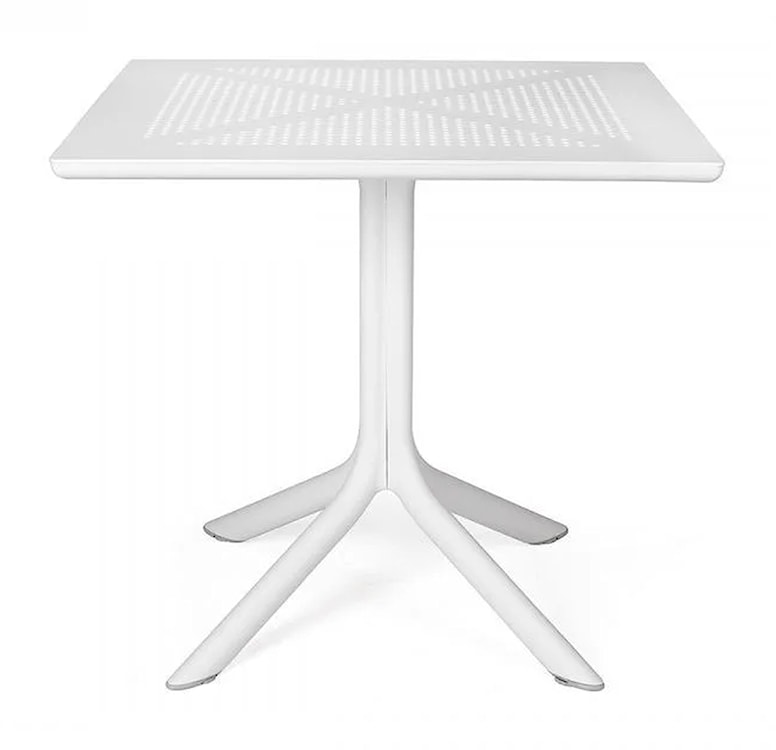 Stół ogrodowy kwadratowy Clip Nardi 80 cm z certyfikowanego tworzywa biały