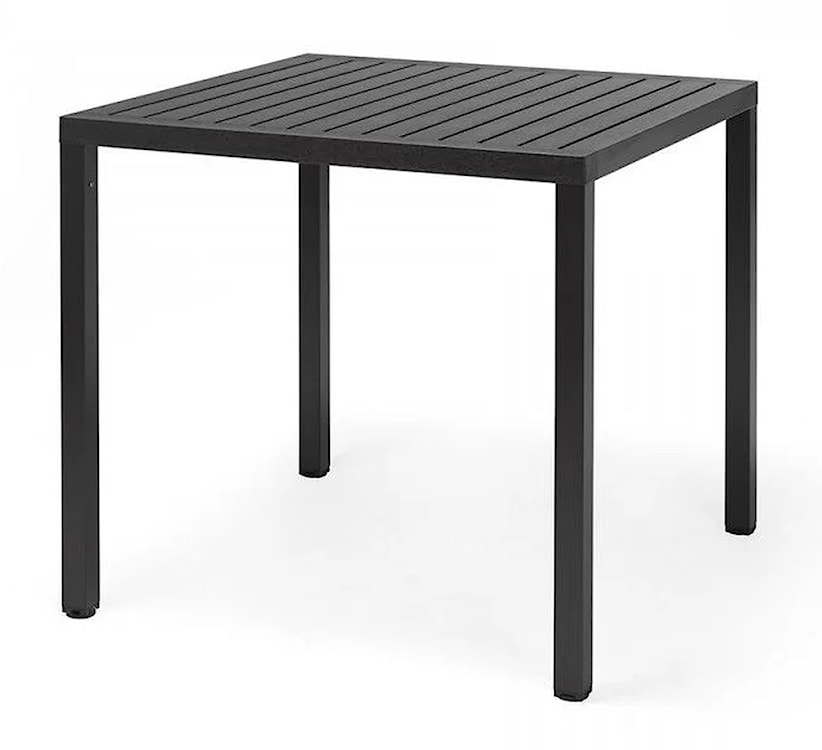 Zestaw ogrodowy stół kwadratowy Cube 80 cm i 4 krzesła z podłokietnikami Costa Nardi z certyfikowanego tworzywa antracytowy  - zdjęcie 4