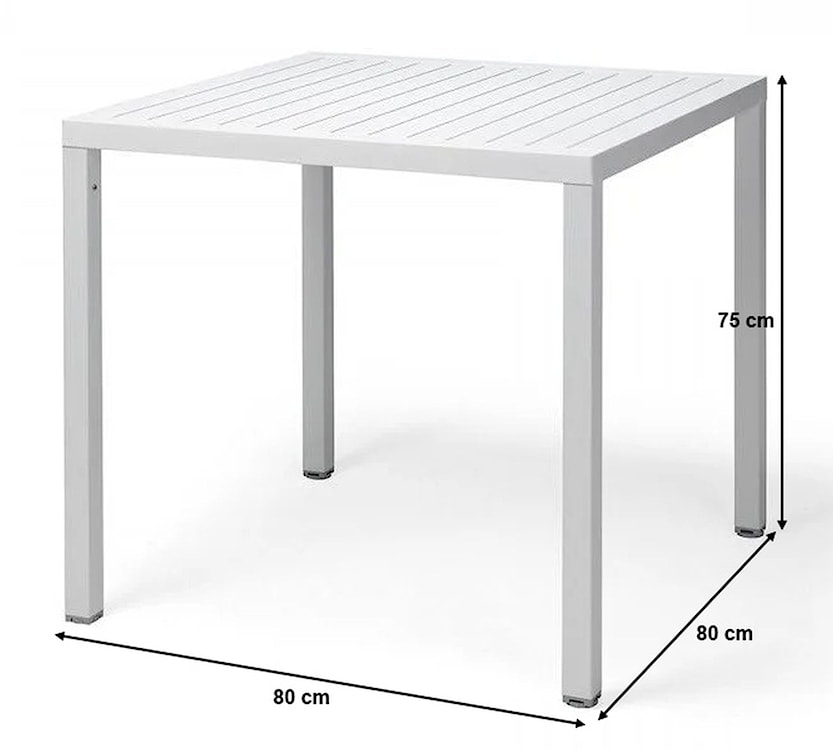 Zestaw ogrodowy stół kwadratowy Cube 80 cm i 4 krzesła z podłokietnikami Trill Nardi z certyfikowanego tworzywa brązowy  - zdjęcie 4