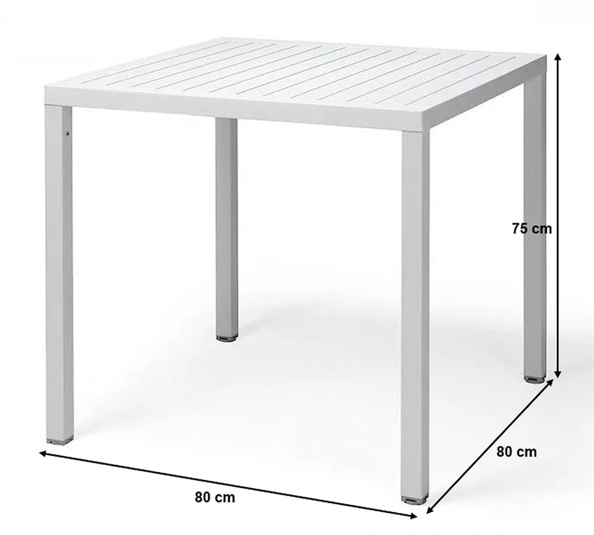 Stół ogrodowy kwadratowy Cube Nardi 80 cm z certyfikowanego tworzywa biały  - zdjęcie 5