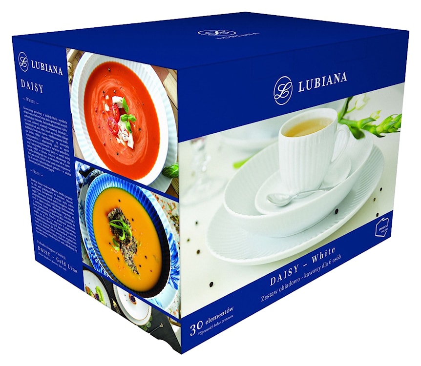 Serwis obiadowy porcelanowy dla 6 os. Daisy biały  - zdjęcie 8