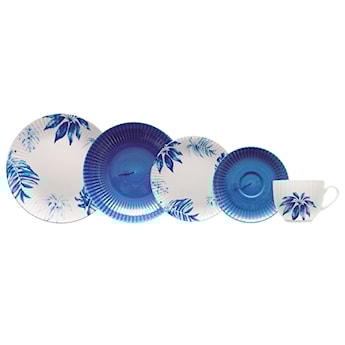 Serwis obiadowy porcelanowy dla 6 os. Daisy biało-niebieski