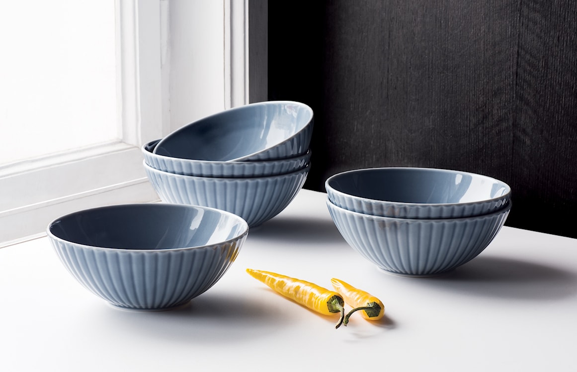 Zestaw 6 misek salaterek porcelanowych Daisy 17 cm szaroniebieski  - zdjęcie 2