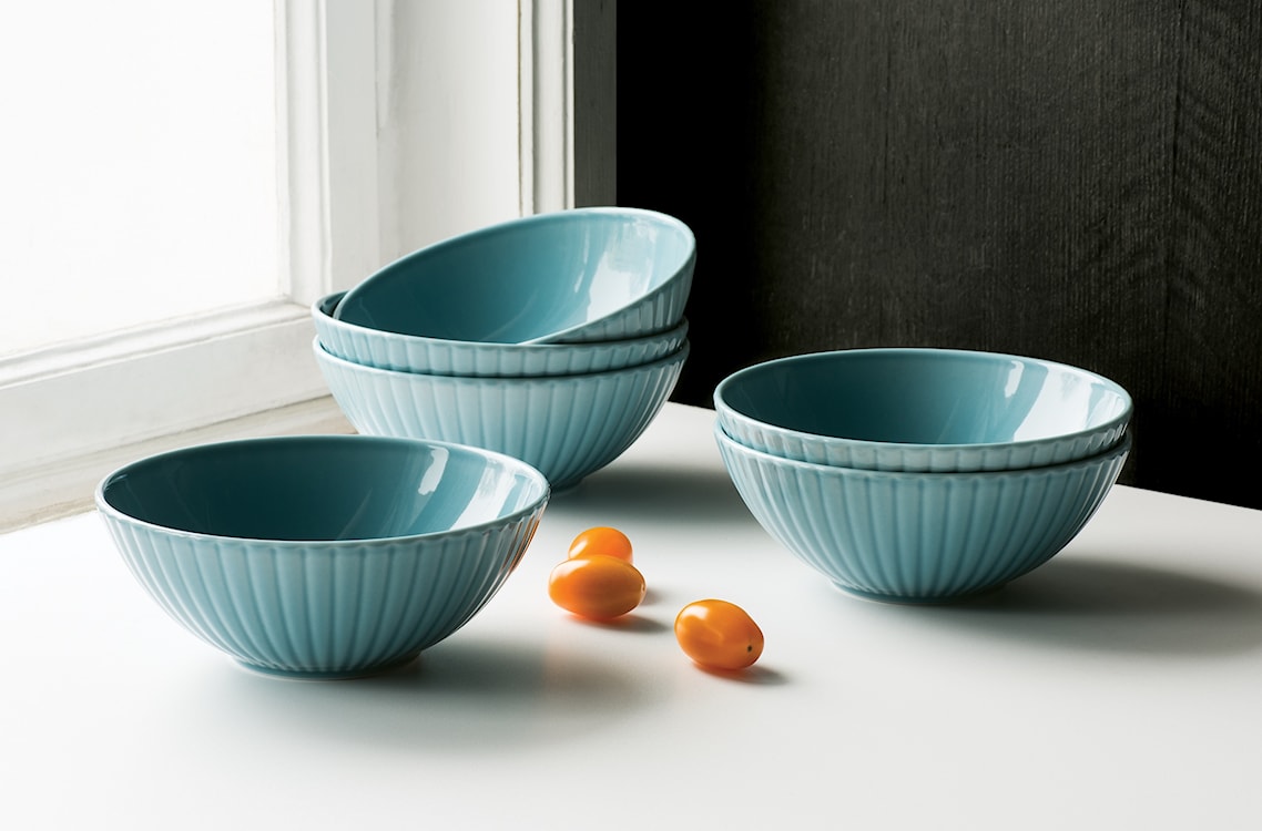 Zestaw 6 misek salaterek porcelanowych Daisy 17 cm turkusowy  - zdjęcie 2