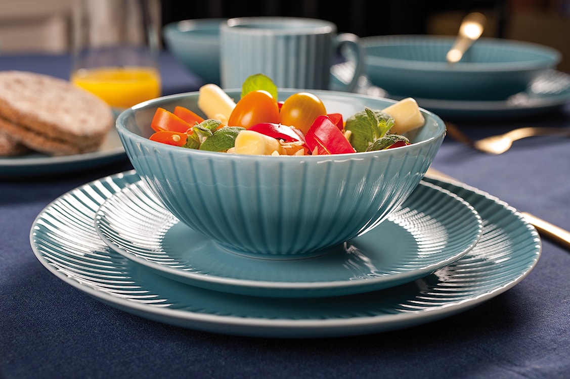 Zestaw 6 misek salaterek porcelanowych Daisy 17 cm turkusowy  - zdjęcie 3