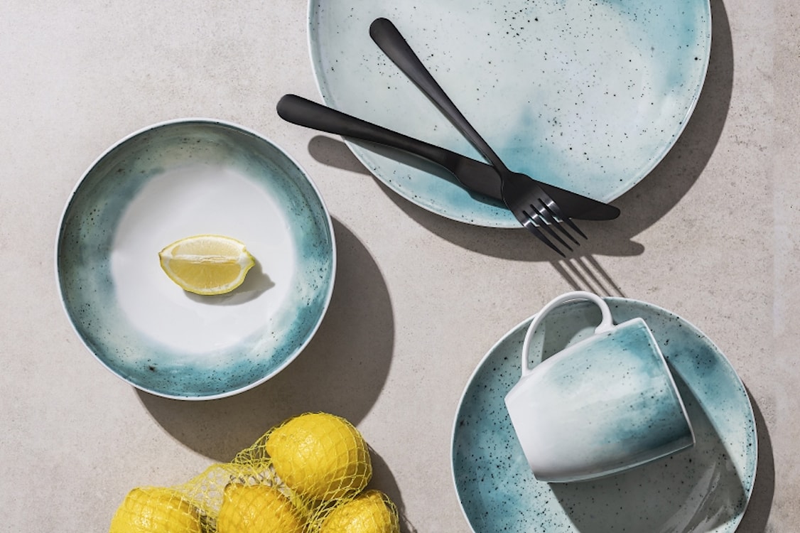 Talerz płytki porcelanowy Boss 27 cm biało-turkusowy  - zdjęcie 2