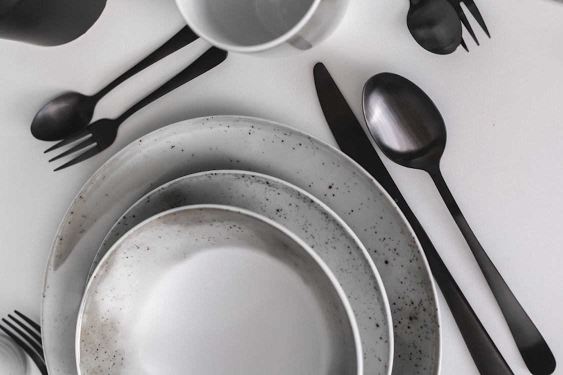 Talerz płytki porcelanowy Boss 20,5 cm biało-szary  - zdjęcie 2