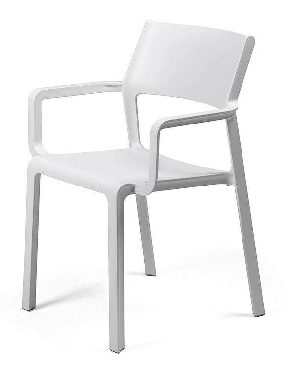 Zestaw ogrodowy stół kwadratowy Clip 70 cm i 4 krzesła z podłokietnikami Trill Nardi z certyfikowanego tworzywa biały  - zdjęcie 2