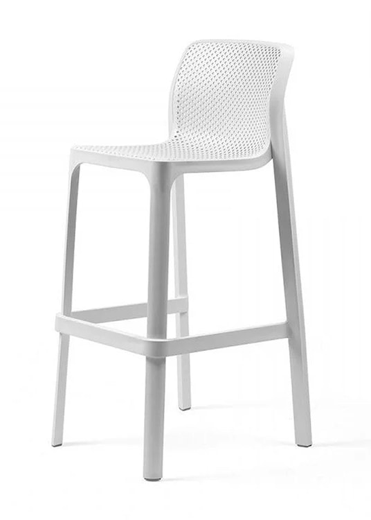 Krzesło barowe Net Nardi z certyfikowanego tworzywa białe