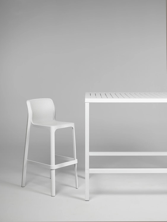 Krzesło barowe Net Nardi z certyfikowanego tworzywa białe  - zdjęcie 2