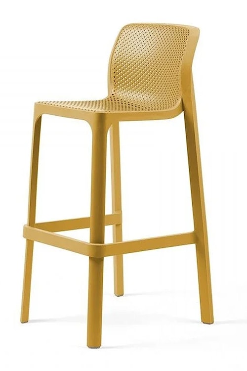 Krzesło barowe Net Nardi z certyfikowanego tworzywa żółte