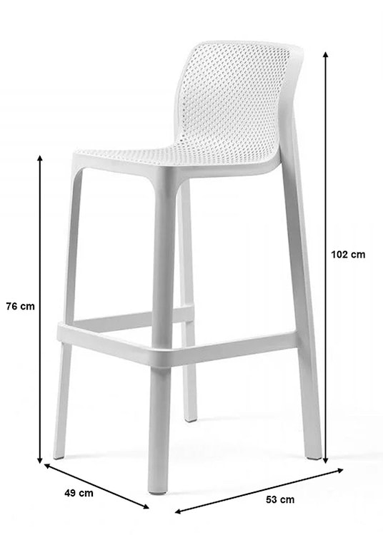 Krzesło barowe Net Nardi z certyfikowanego tworzywa antracytowe  - zdjęcie 2