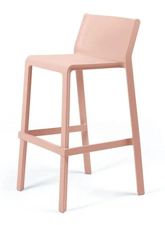 Krzesło barowe Trill Nardi z certyfikowanego tworzywa jasnoróżowe