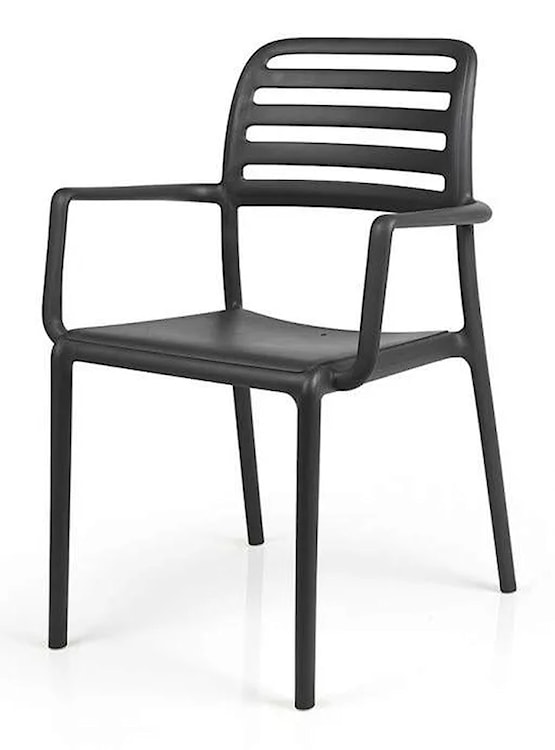 Zestaw balkonowy okrągły stół Spritz 60 cm i 2 krzesła z podłokientikami Costa Nardi z certyfikowanego tworzywa antracytowy  - zdjęcie 4