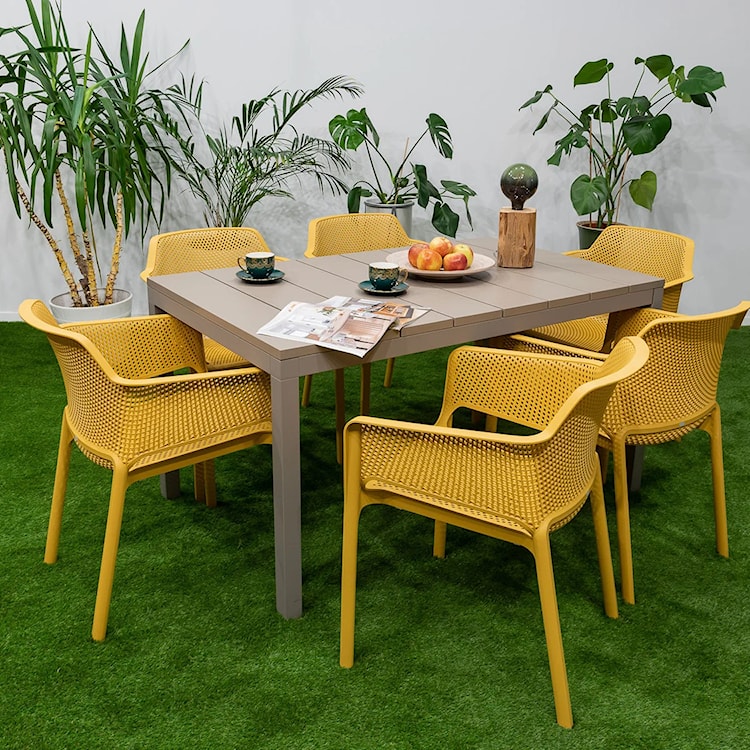 Krzesło ogrodowe Net Nardi z certyfikowanego tworzywa żółte  - zdjęcie 3