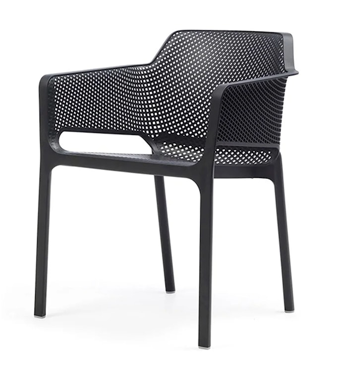 Zestaw ogrodowy stół kwadratowy Clip 70 cm i 4 krzesła Net Nardi z certyfikowanego tworzywa antracytowy  - zdjęcie 2