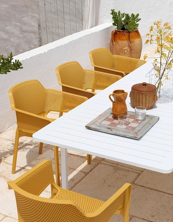 Krzesło ogrodowe Net Nardi z certyfikowanego tworzywa żółte  - zdjęcie 2