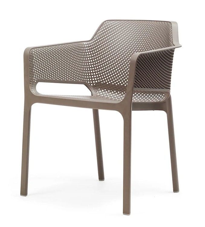 Zestaw ogrodowy stół Cube 140x80 cm i 4 krzesła Net Nardi z certyfikowanego tworzywa brązowy  - zdjęcie 3