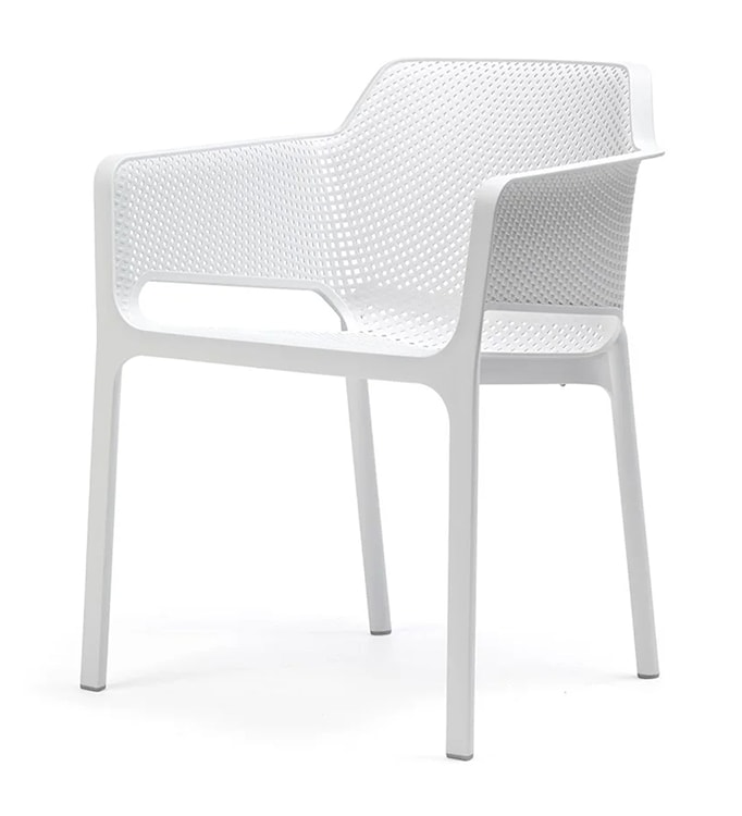 Zestaw ogrodowy stół kwadratowy Clip 80 cm i 4 krzesła Net Nardi z certyfikowanego tworzywa biały  - zdjęcie 2