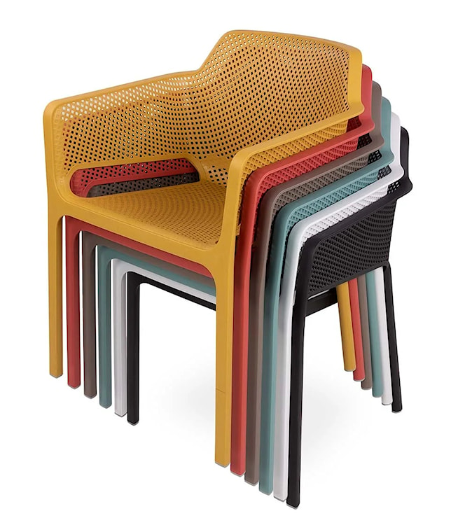 Zestaw ogrodowy stół kwadratowy Clip 80 cm i 4 krzesła Net Nardi z certyfikowanego tworzywa brązowy  - zdjęcie 6