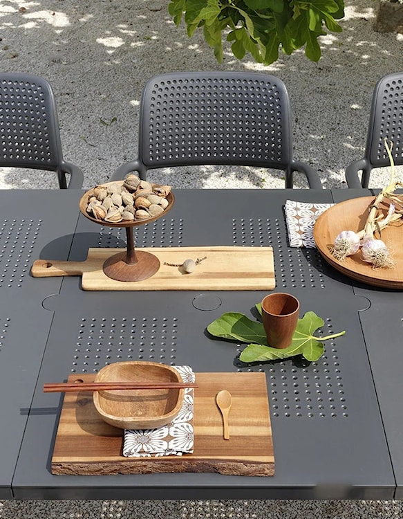 Rozkładany stół ogrodowy Levante Nardi 160-220x100 cm z certyfikowanego tworzywa antracytowy  - zdjęcie 4
