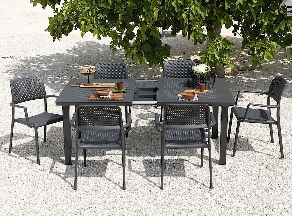 Rozkładany stół ogrodowy Levante Nardi 160-220x100 cm z certyfikowanego tworzywa antracytowy  - zdjęcie 3