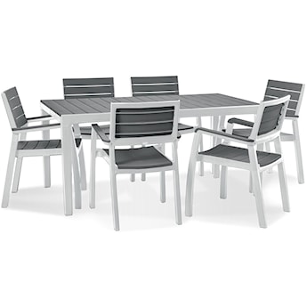 Zestaw ogrodowy Harmony Keter sześcioosobowy stół i krzesła szaro-biały