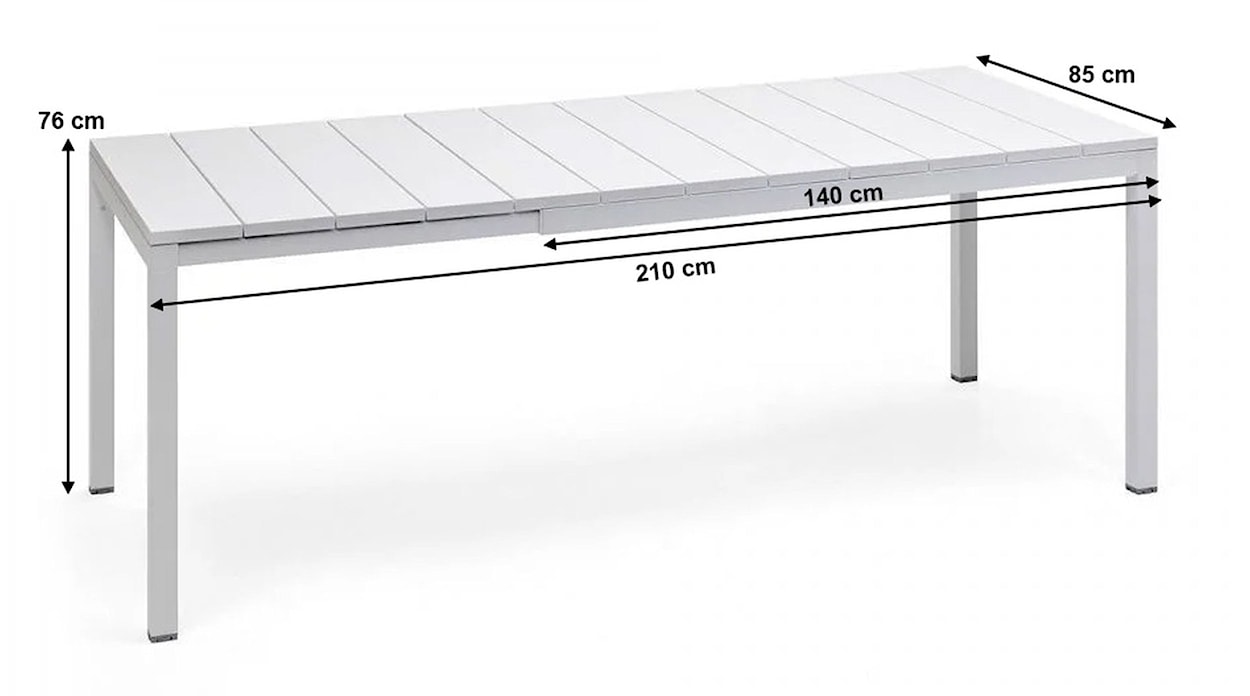 Rozkładany stół ogrodowy Rio Nardi 140-210x85 cm z certyfikowanego tworzywa biały  - zdjęcie 5