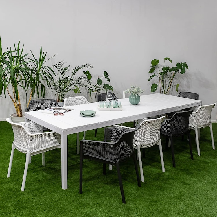 Rozkładany stół ogrodowy Rio Nardi 210-280x100 cm z certyfikowanego tworzywa biały  - zdjęcie 2