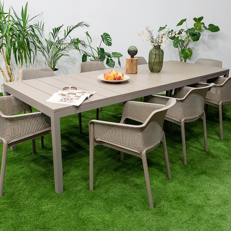 Zestaw ogrodowy rozkładany stół Rio 210-280x100 cm i 10 krzeseł Net Nardi z certyfikowanego tworzywa brązowy  - zdjęcie 2